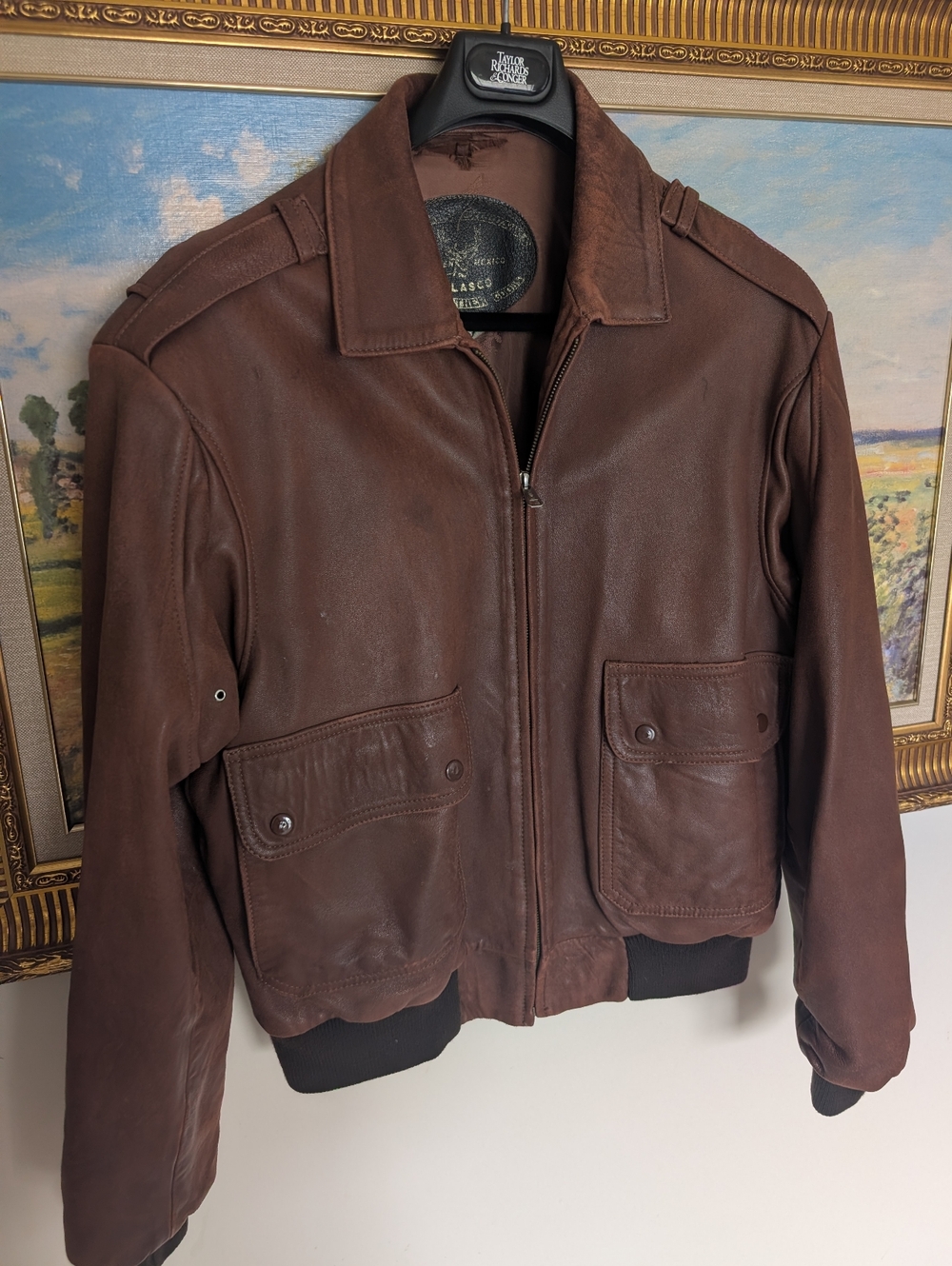 El Venado Brown Leather Bomber Jacket - Made In Mexico 42